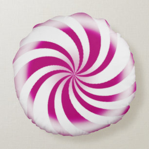 Coussins Ronds Pink Peppermenthe Candy Swirl Holiday