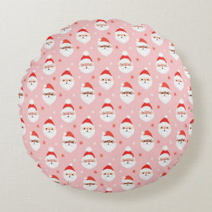 Coussins Ronds Pink Retro Santa Clause Wrapper Papier