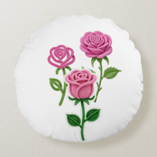 Coussins Ronds Pink Rose Flower Botanist Pipe Cleaner Flower 
