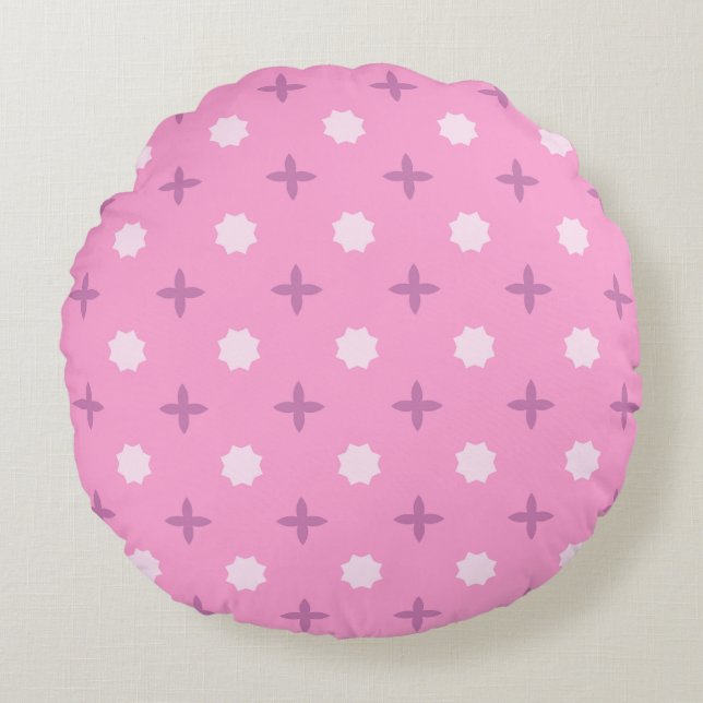 Coussins Ronds Pink Star Petal Dot Pattern (Devant)