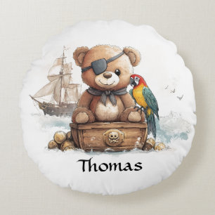 Coussins Ronds Pirate Teddy Bear Aventure - Personnalisable