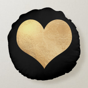 Coussins Ronds PixDezines Golden/Red Hearts/do-it-yourself arrièr