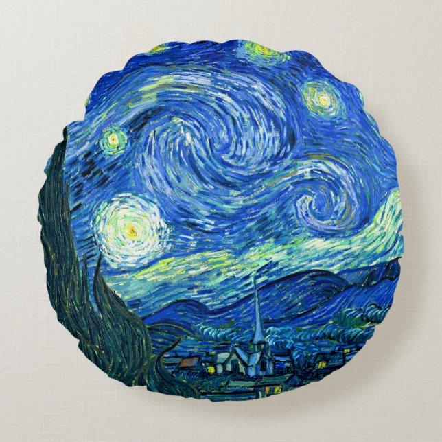 Coussins Ronds PixDezines van gogh nuit étoilée/st. rémy (Devant)