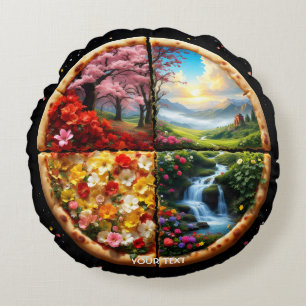 Coussins Ronds Pizza délicieuse au printemps Imaginaire