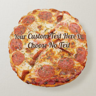 Coussins Ronds Pizza Italienne Pepperoni Fromage   Texte personna