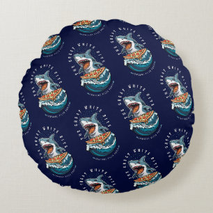 Coussins Ronds Pizza pour manger des requins Le Grand Bite Blan