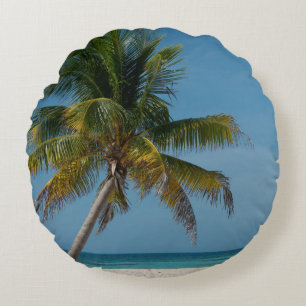 Coussins Ronds Plage de sable blanc et palmiers 2