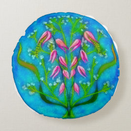 Coussins Ronds Plage Fleurs Peinture Acrylique