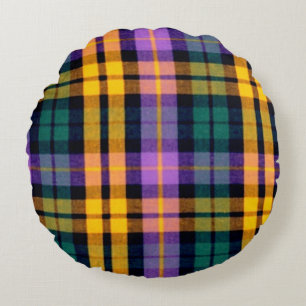 Coussins Ronds Plaid en or violet
