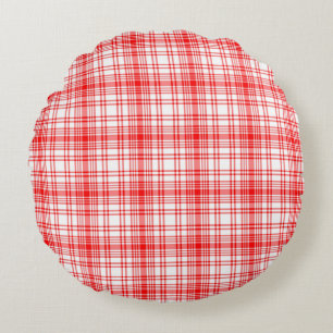 Coussins Ronds Plaid rouge