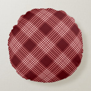 Coussins Ronds Plaid Rouge Et Blanc