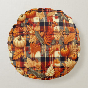 Coussins Ronds Plaids d'automne citrouille Maple Feuille