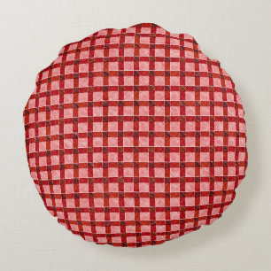 Coussins Ronds Plaque de croix rose tartan avec léger relief rugu