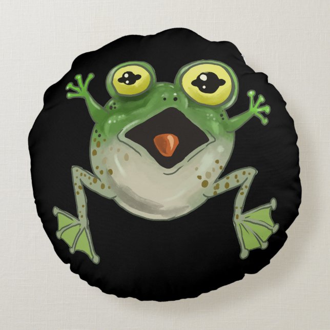 Coussins Ronds Plat ! Grenouille sotte (Dos)