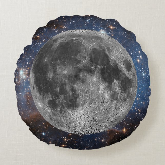 Coussins Ronds Pleine lune dans l'espace extra-atmosphérique (Devant)