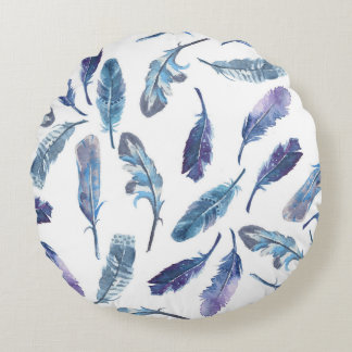 Coussins Ronds Plumes d'aquarelle : motif aéré sans soudure.