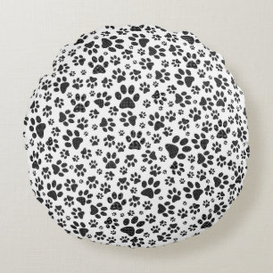 Coussins Ronds Poches de chien noir et blanc Poka Dot