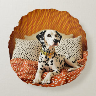 Coussins Ronds Point de chien de Polka mignon Imaginaire