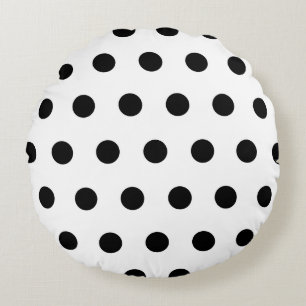 Coussins Ronds Point Polka noir et blanc