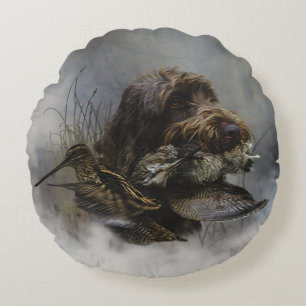 Coussins Ronds Pointeur à poils durs Griffon, Chasse à la bécasse