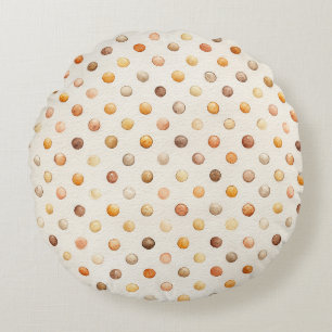 Coussins Ronds Points Citron Citrouille Latte Rayures