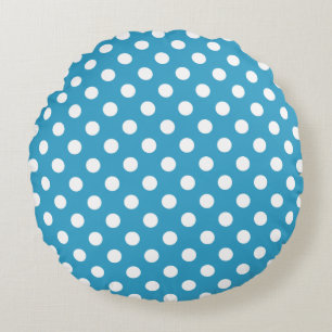 Coussins Ronds Pois blancs sur Arrière - plan bleu Peacock