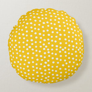 Coussins Ronds Pois blancs sur motif jaune transparent