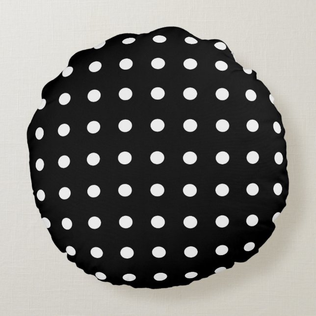 Coussins Ronds Pois noirs et blancs (Dos)
