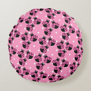 Coussins Ronds Pois roses et Ladybugs