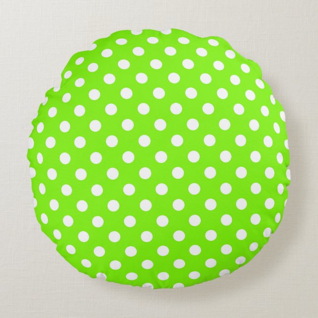 Coussins Ronds pois verts, blancs et verts (Devant)