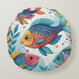 Coussins Ronds Poisson arc-en-ciel sous-marin