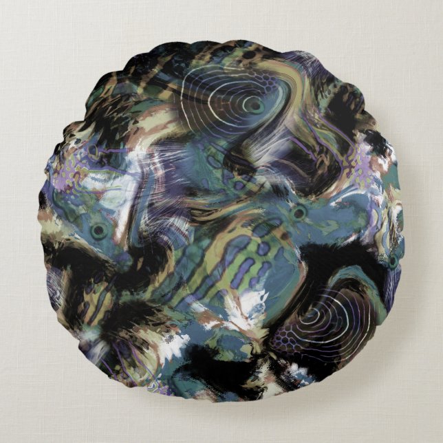 Coussins Ronds Poisson marbré, poisson, marbré, cuir, poisson de  (Devant)