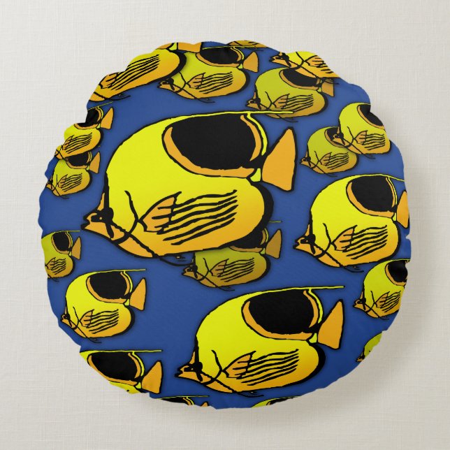Coussins Ronds Poisson-soleil orange et jaune (Devant)