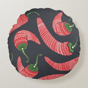 Coussins Ronds Poivrons rouges : motif vintage sans soudure