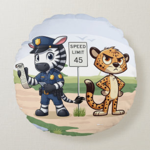 Coussins Ronds police mignonne zèbre & cheetah