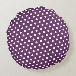 Coussins ronds Polka violet et blanc