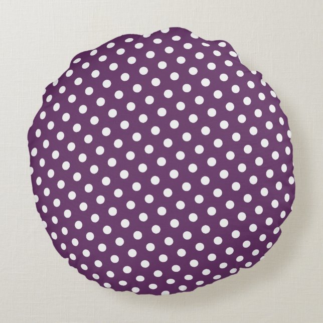 Coussins ronds Polka violet et blanc (Dos)