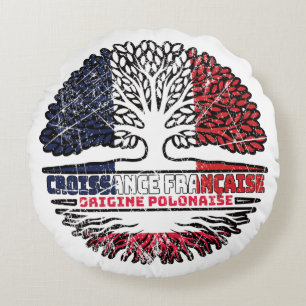 Coussins Ronds Pologne Français Français drapeau des racines de l