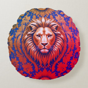 Coussins Ronds Polyester brossé Lion Fleur