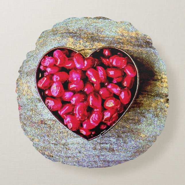 Coussins Ronds "Pomegranates Heart Fruit" Belle Photo. Commandez  (Devant)