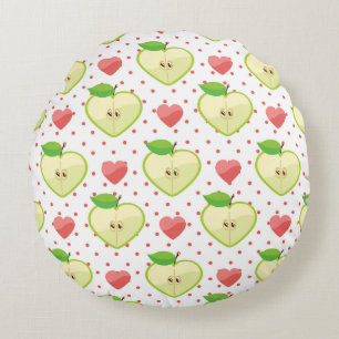 Coussins Ronds Pommes du coeur avec Pois roses et Coeurs