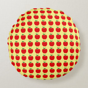 Coussins Ronds Pommes Motif jaune rouge vert
