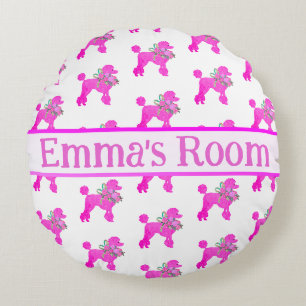 Coussins Ronds Poodle rose personnalisé