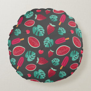 Coussins Ronds Popsicle, cerise, fraise et pastèque