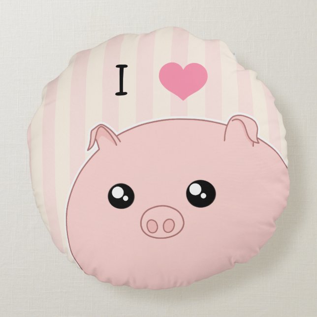 Coussins Ronds Porc rose potelé mignon de Kawaii (Dos)
