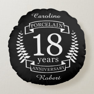 Coussins Ronds Porcelaine traditionnelle mariage anniversaire 18 