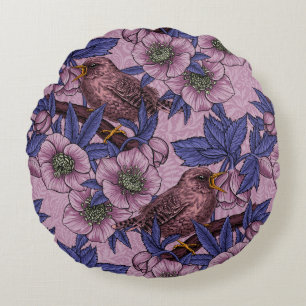 Coussins Ronds Porté et hélico, rose et violet