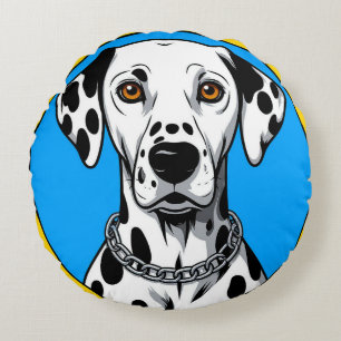 Coussins Ronds Portrait de chien dalmate avec fond vibrant