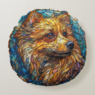Coussins Ronds Portrait de chien en verre coloré