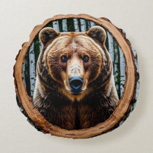 Coussins Ronds Portrait d'ours saisissant